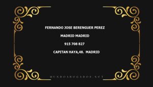 abogado Fernando Jose Berenguer Perez en la localidad de Madrid