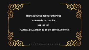 abogado Fernando Jose Bolos Fernandez en la localidad de La Coruña