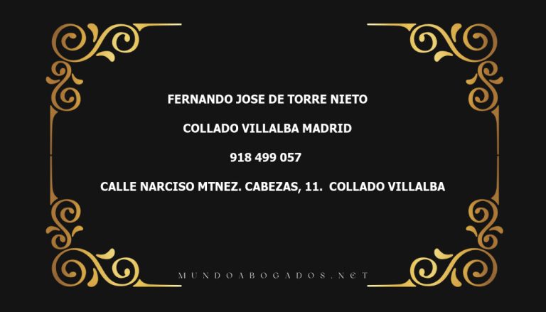 abogado Fernando Jose De Torre Nieto en la localidad de Collado Villalba