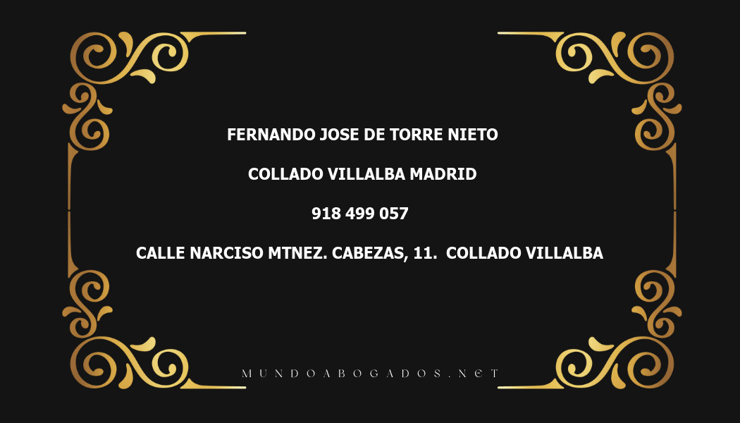 abogado Fernando Jose De Torre Nieto en la localidad de Collado Villalba