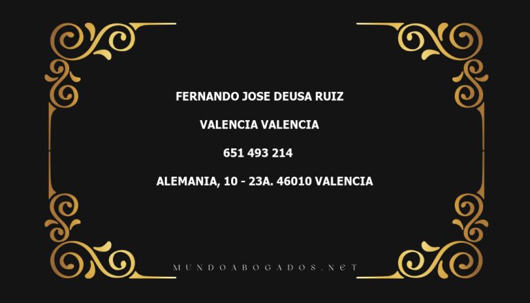 abogado Fernando Jose Deusa Ruiz en la localidad de Valencia