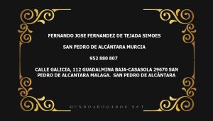 abogado Fernando Jose Fernandez De Tejada Simoes en la localidad de San Pedro de Alcántara