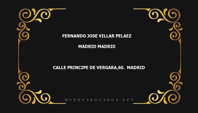 abogado Fernando Jose Villar Pelaez en la localidad de Madrid