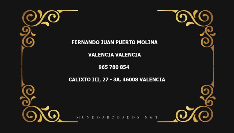 abogado Fernando Juan Puerto Molina en la localidad de Valencia