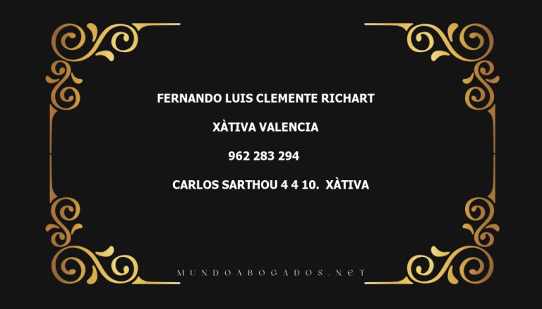 abogado Fernando Luis Clemente Richart en la localidad de Xàtiva