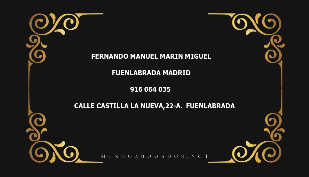 abogado Fernando Manuel Marin Miguel en la localidad de Fuenlabrada