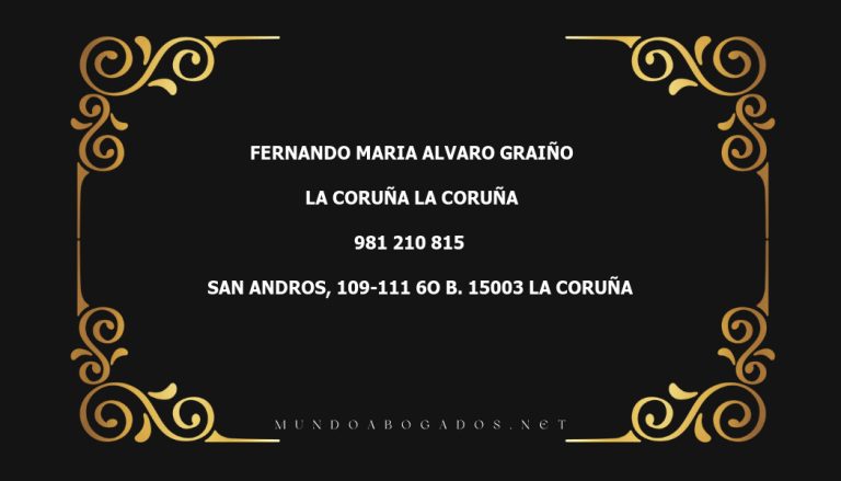 abogado Fernando Maria Alvaro Graiño en la localidad de La Coruña