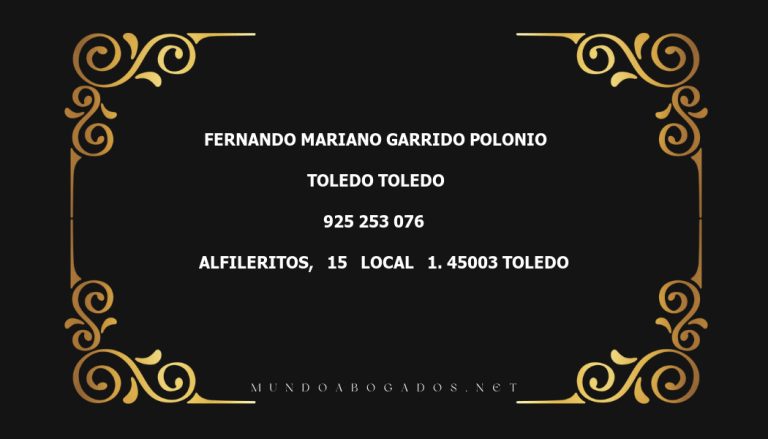 abogado Fernando Mariano Garrido Polonio en la localidad de Toledo