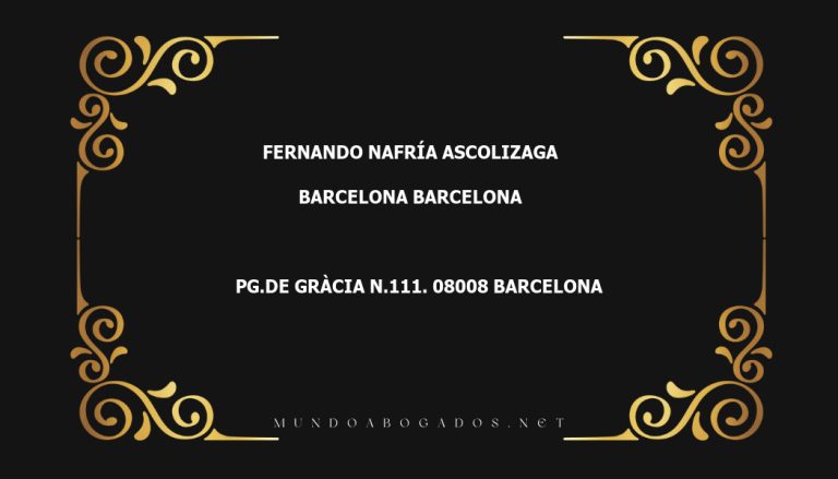 abogado Fernando Nafría Ascolizaga en la localidad de Barcelona