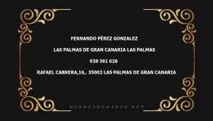 abogado Fernando Pérez Gonzalez en la localidad de Las Palmas de Gran Canaria