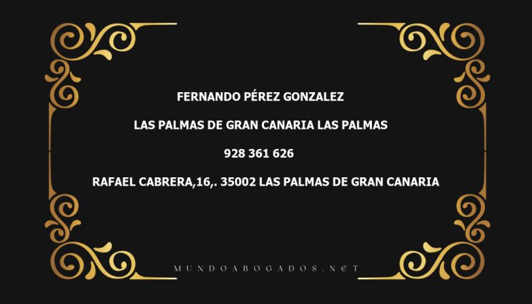 abogado Fernando Pérez Gonzalez en la localidad de Las Palmas de Gran Canaria