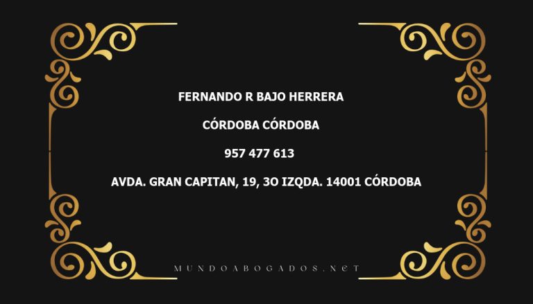 abogado Fernando R Bajo Herrera en la localidad de Córdoba