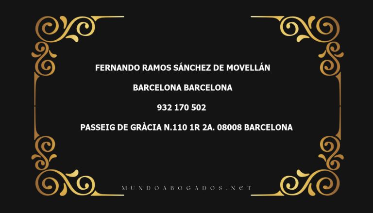 abogado Fernando Ramos Sánchez De Movellán en la localidad de Barcelona