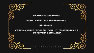 abogado Fernando Roig Estades en la localidad de Palma de Mallorca