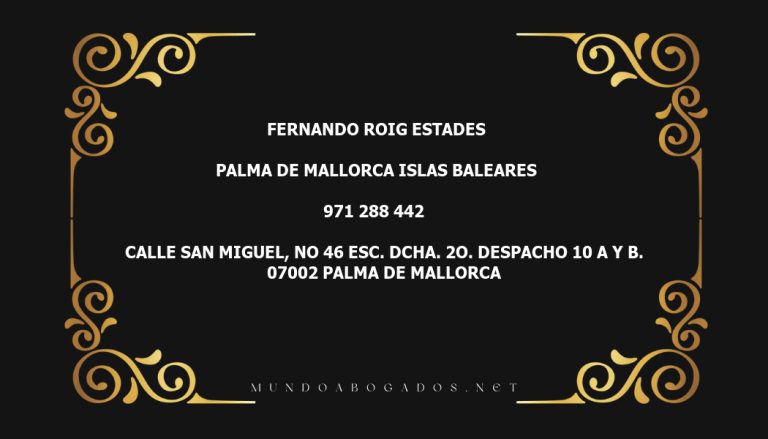 abogado Fernando Roig Estades en la localidad de Palma de Mallorca