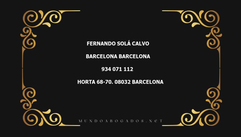 abogado Fernando Solá Calvo en la localidad de Barcelona