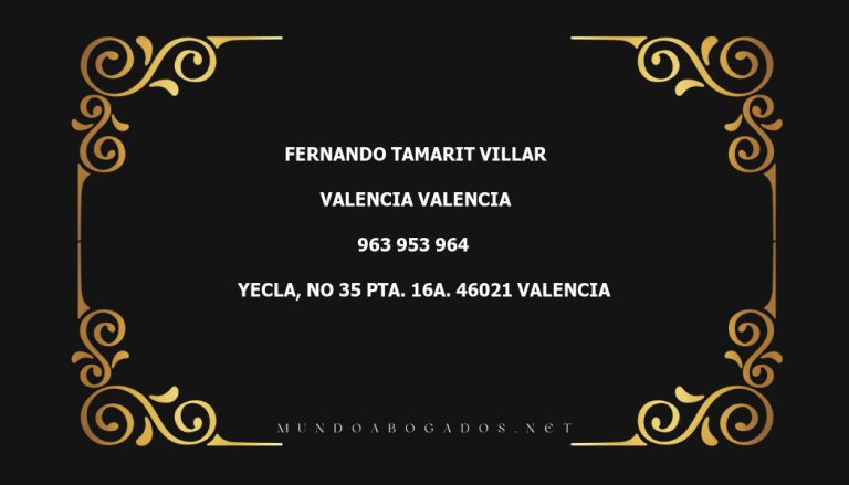 abogado Fernando Tamarit Villar en la localidad de Valencia