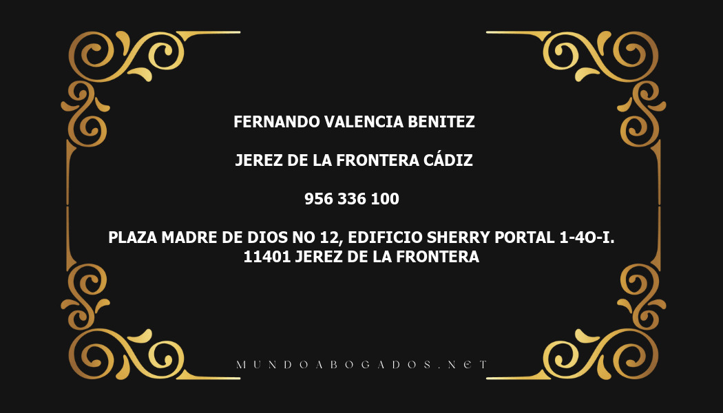 abogado Fernando Valencia Benitez en la localidad de Jerez de la Frontera