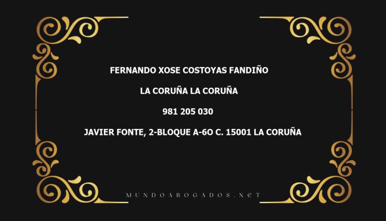 abogado Fernando Xose Costoyas Fandiño en la localidad de La Coruña