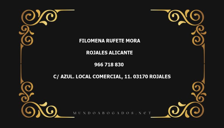 abogado Filomena Rufete Mora en la localidad de Rojales