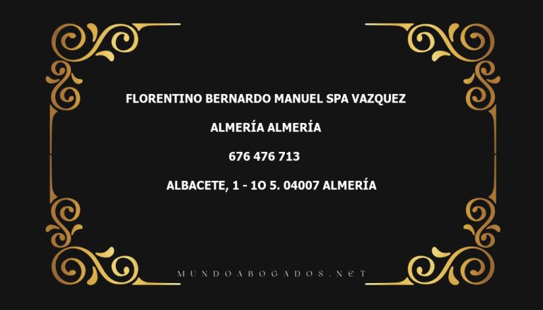 abogado Florentino Bernardo Manuel Spa Vazquez en la localidad de Almería