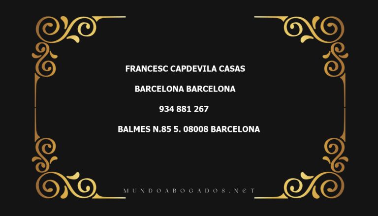 abogado Francesc Capdevila Casas en la localidad de Barcelona