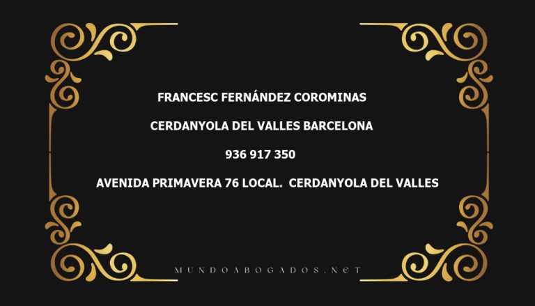 abogado Francesc Fernández Corominas en la localidad de Cerdanyola del Valles