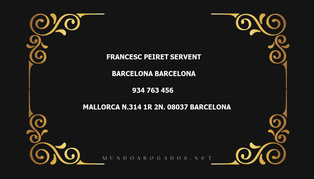 abogado Francesc Peiret Servent en la localidad de Barcelona