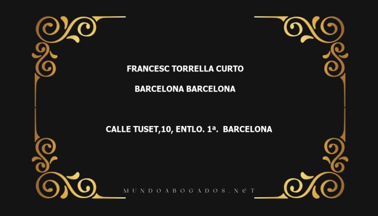 abogado Francesc Torrella Curto en la localidad de Barcelona