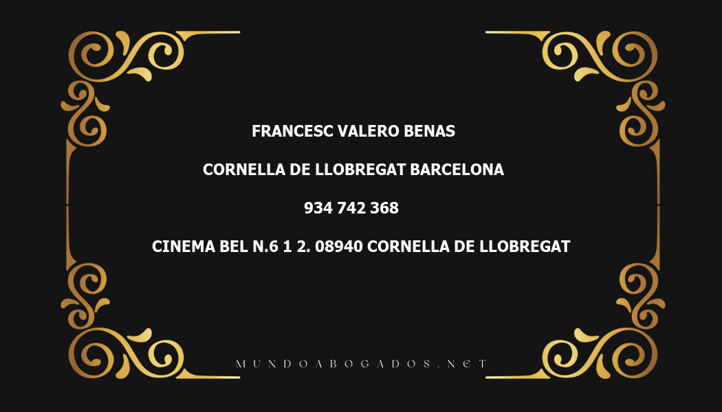 abogado Francesc Valero Benas en la localidad de Cornella de Llobregat