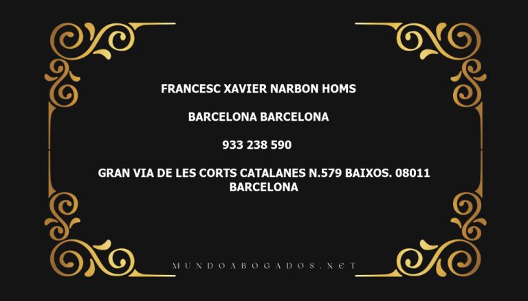 abogado Francesc Xavier Narbon Homs en la localidad de Barcelona