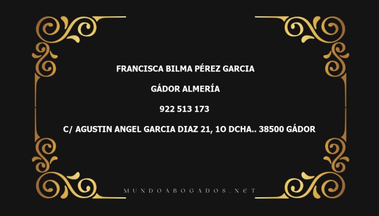 abogado Francisca Bilma Pérez Garcia en la localidad de Gádor