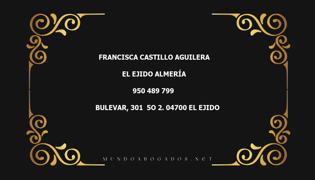 abogado Francisca Castillo Aguilera en la localidad de El Ejido