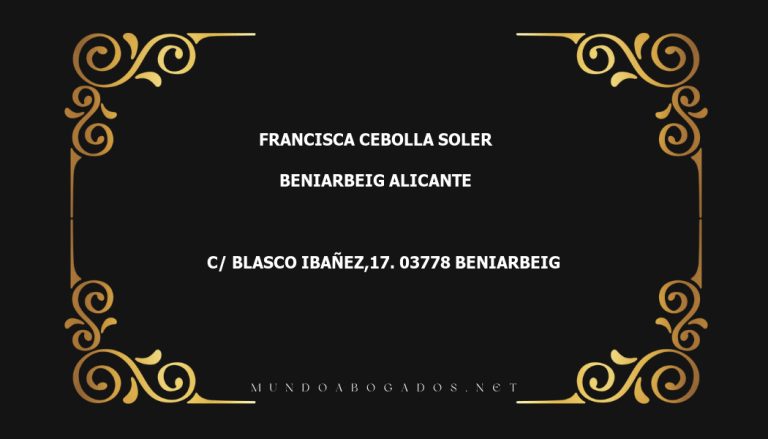 abogado Francisca Cebolla Soler en la localidad de Beniarbeig