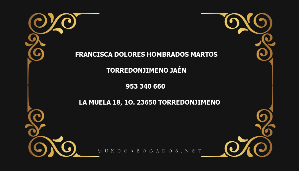 abogado Francisca Dolores Hombrados Martos en la localidad de Torredonjimeno