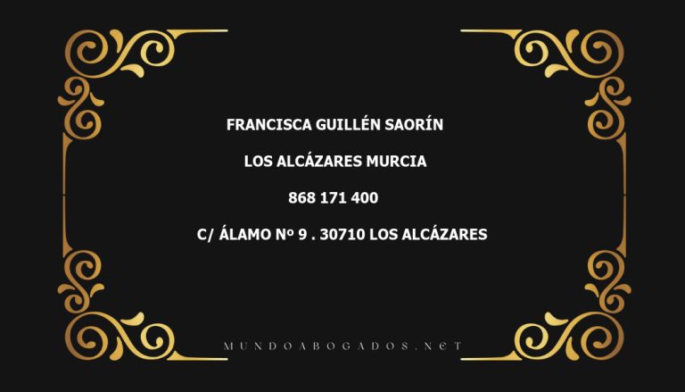 abogado Francisca Guillén Saorín en la localidad de Los Alcázares