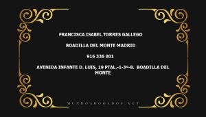 abogado Francisca Isabel Torres Gallego en la localidad de Boadilla del Monte