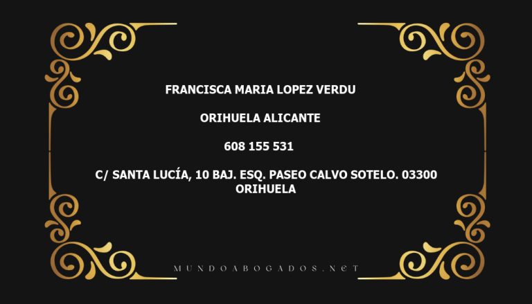 abogado Francisca Maria Lopez Verdu en la localidad de Orihuela