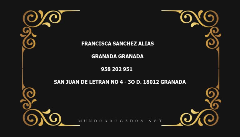 abogado Francisca Sanchez Alias en la localidad de Granada