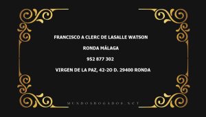 abogado Francisco A Clerc De Lasalle Watson en la localidad de Ronda