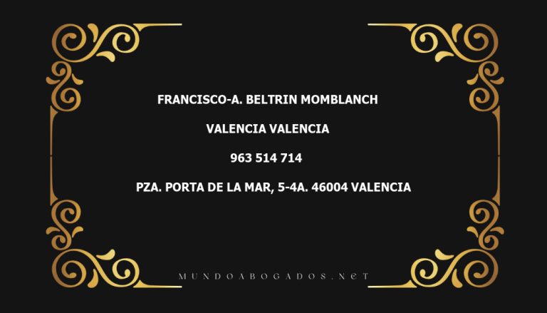 abogado Francisco-A. Beltrin Momblanch en la localidad de Valencia