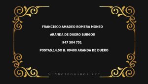 abogado Francisco Amadeo Romera Moneo en la localidad de Aranda de Duero