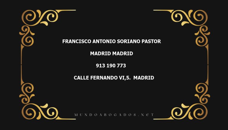 abogado Francisco Antonio Soriano Pastor en la localidad de Madrid