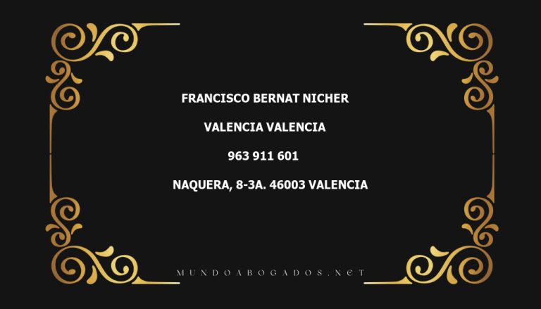 abogado Francisco Bernat Nicher en la localidad de Valencia