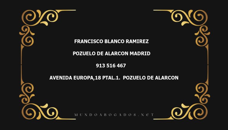 abogado Francisco Blanco Ramirez en la localidad de Pozuelo de Alarcon