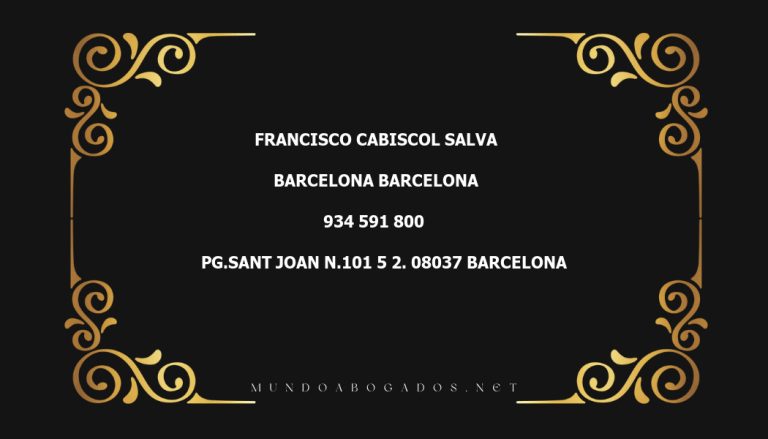 abogado Francisco Cabiscol Salva en la localidad de Barcelona