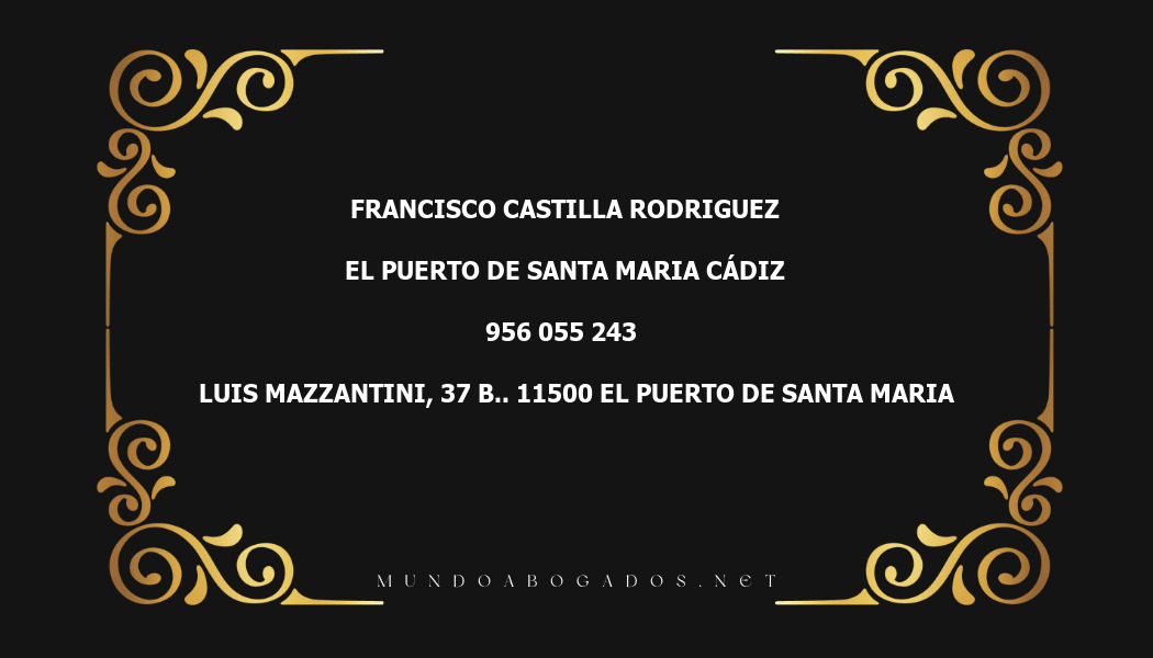 abogado Francisco Castilla Rodriguez en la localidad de El Puerto de Santa Maria