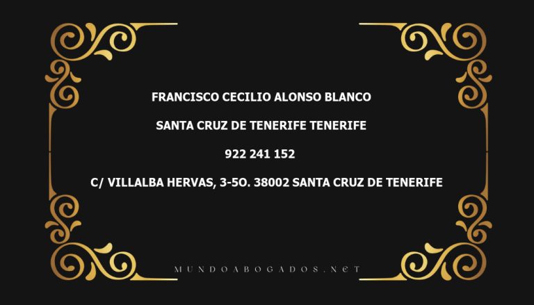 abogado Francisco Cecilio Alonso Blanco en la localidad de Santa Cruz de Tenerife