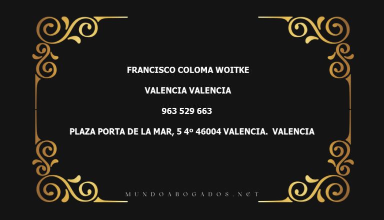 abogado Francisco Coloma Woitke en la localidad de Valencia