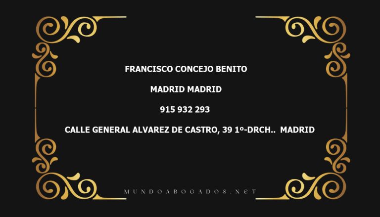 abogado Francisco Concejo Benito en la localidad de Madrid